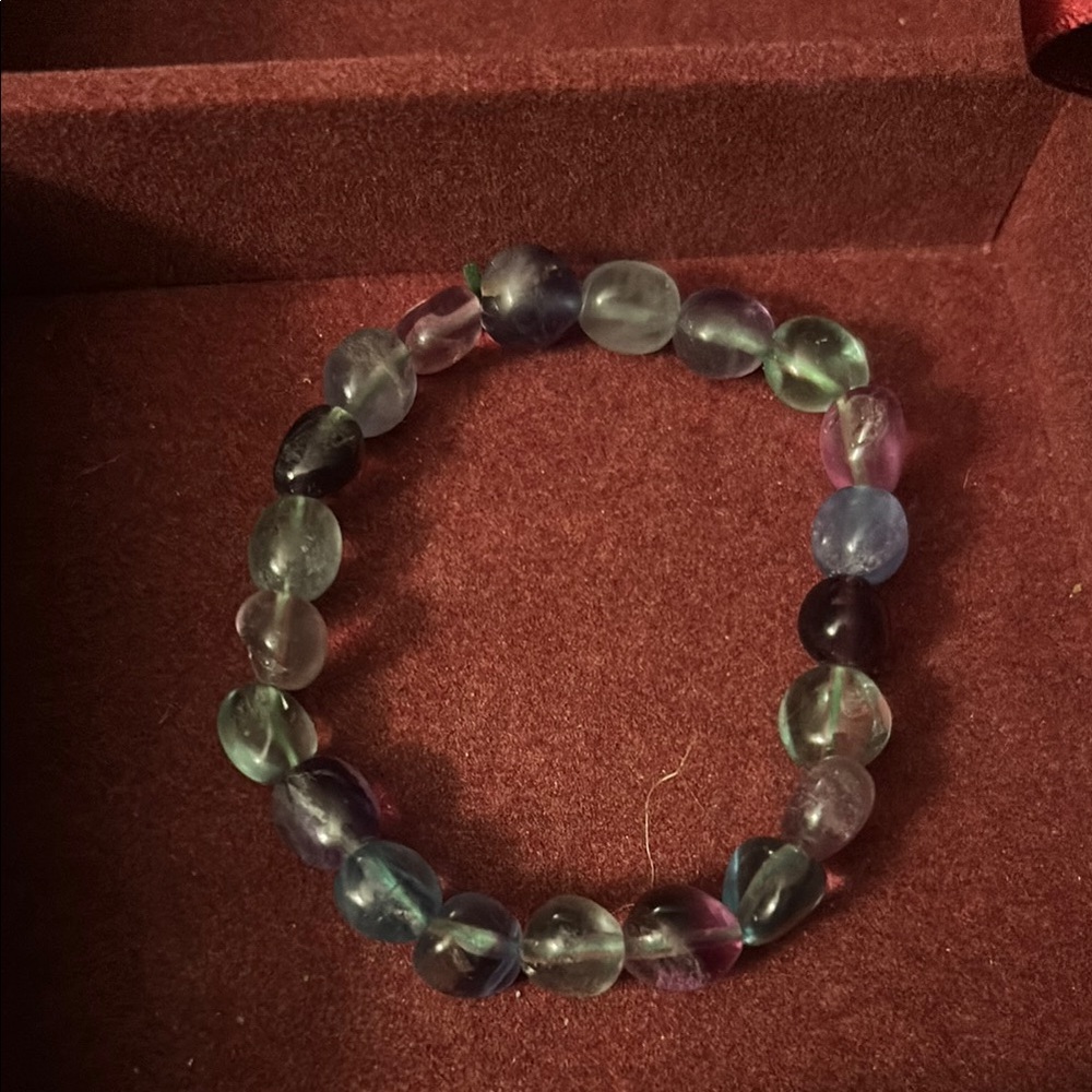 Natural Multi/Color Fluorite stretches h bracelet